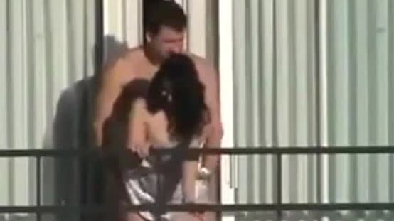 Teen kate panty stuffing on balcony getting caught by neighbors then glass