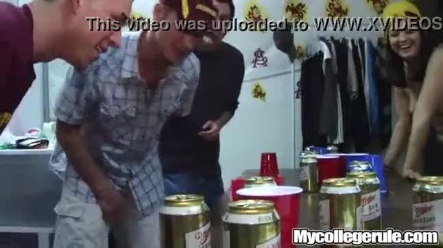 Coeds playing flip cup and get fucked