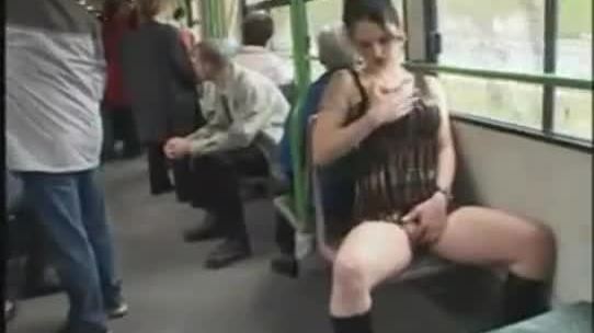 Gorgeous bus flasher babe