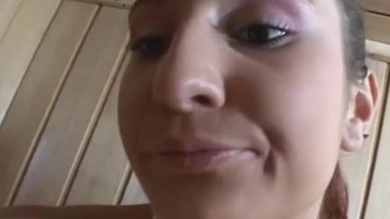 Amateur teen girlfriend facial in a sauna