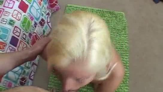 Sexy blonde teen with golden hands
